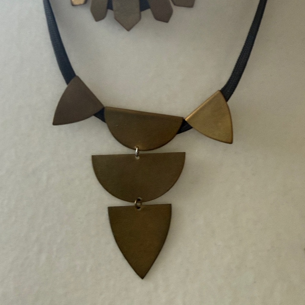Brass-Tone Geometric Layered Necklace - Women Jewelry - Picture 2 of 3
